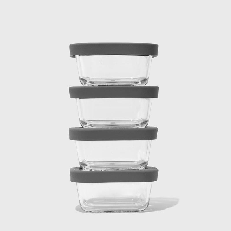 Public Goods Household Square Glass Containers, 4pc (Case of 6)