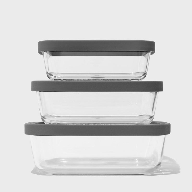 Public Goods Household Rectangle Glass Containers, 3pc (Case of 2)