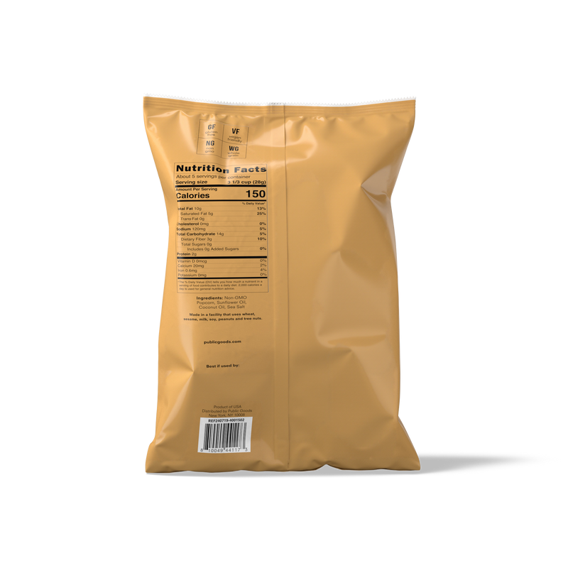 Public Goods Food Items Sea Salted Popcorn 5oz (Case of 8)