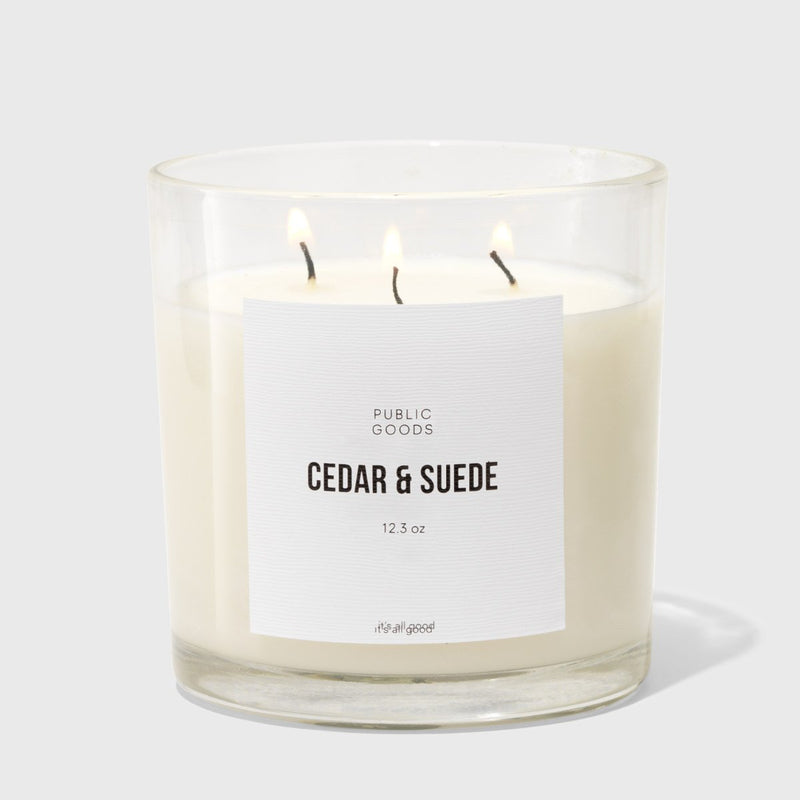 Public Goods Household Cedar & Suede Soy Candle (3 Wick, 12.3oz) - (Case of 6)