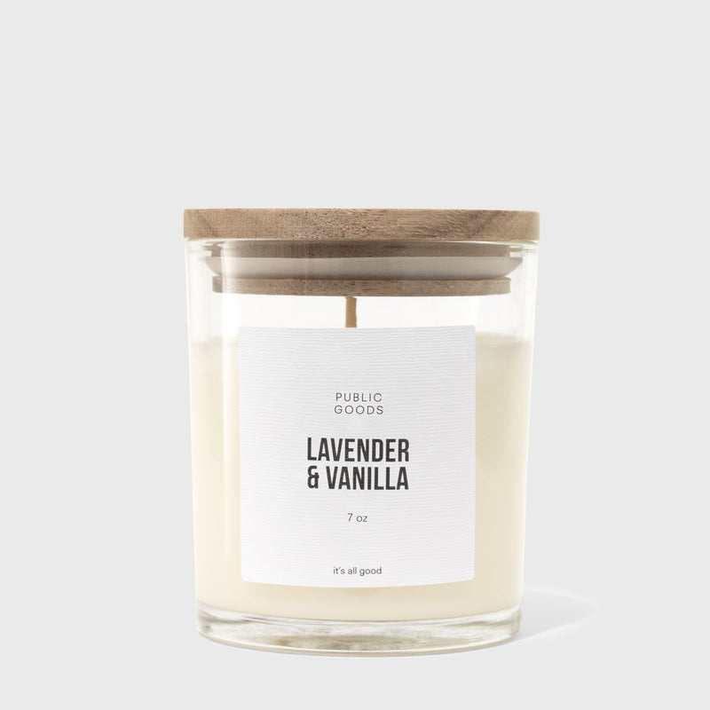 Public Goods Household Lavender & Vanilla Soy Candle 7oz Wooden Lid (Case of 18)