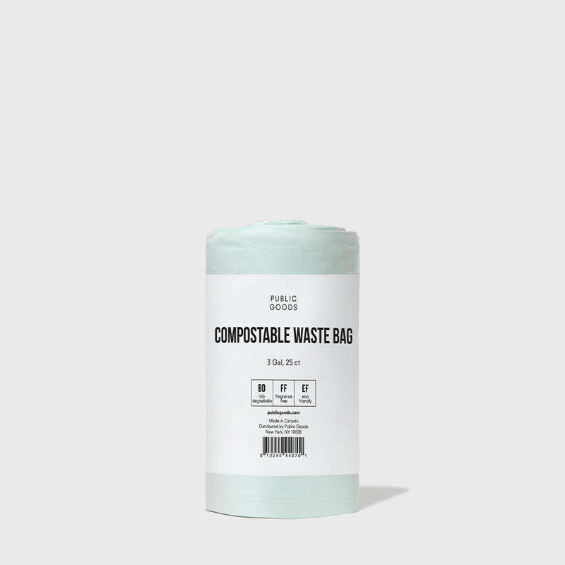 Public Goods Small Biodegradable Trash Bags (3 Gallon - 25 count) | Eco-Friendly & Compostable