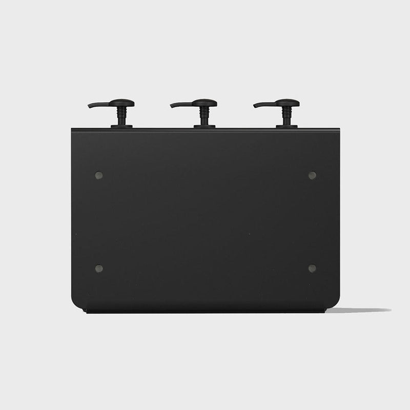 Public Goods Household Locking Triple Wall-Mount Bottle Holder with Shampoo, Conditioner & Body Wash Bottles