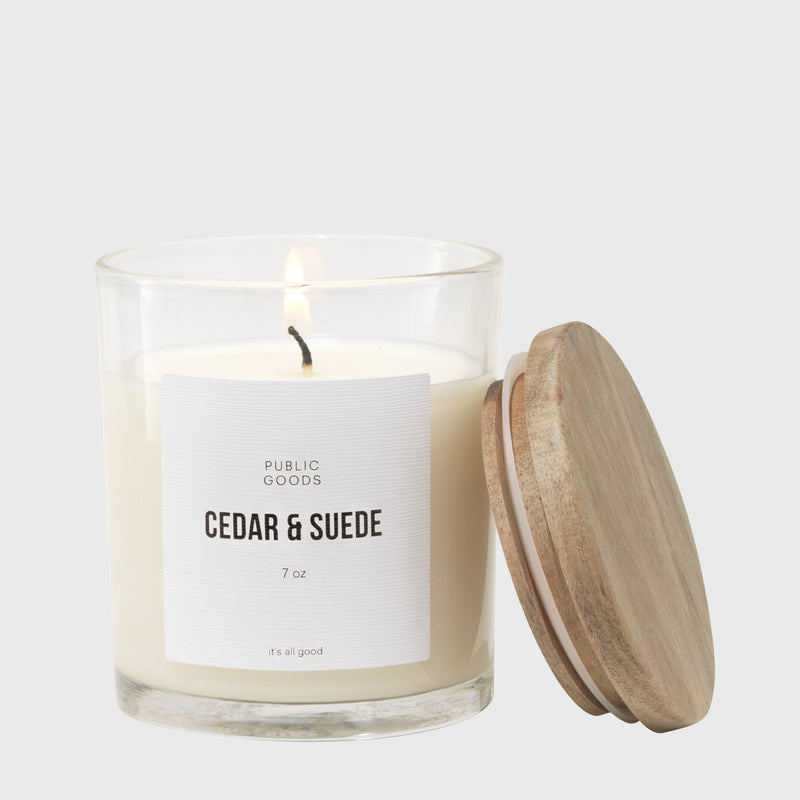 Public Goods Household Cedar & Suede Soy Candle (7oz) - (Case of 9)