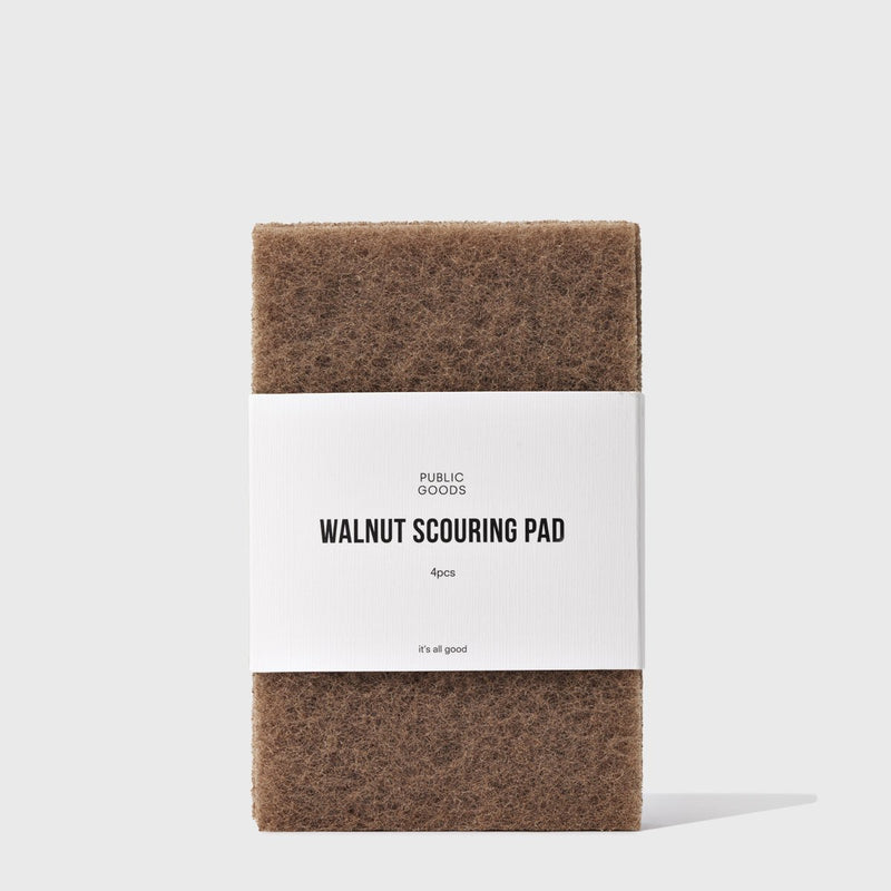 Public Goods Household Walnut Scouring Pad 4 ct (Case of 20)