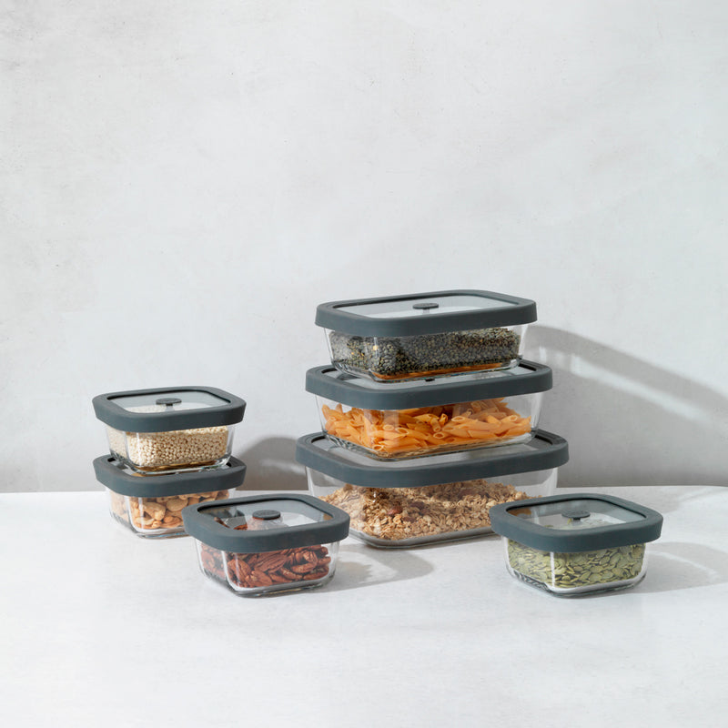 Square Glass Containers, 4pc (Case of 6)