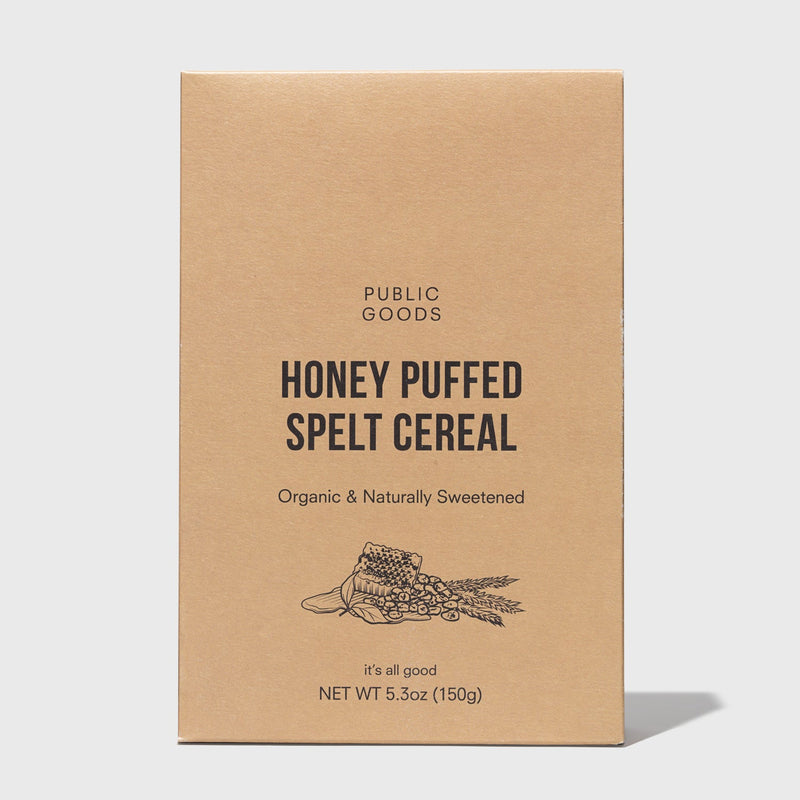 Public Goods Grocery Honey Puffed Spelt Cereal (Case of 12)