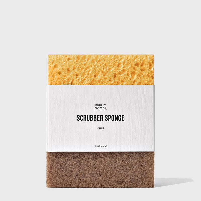 Public Goods Household Walnut Scrubber Sponge 4 ct (Case of 24)